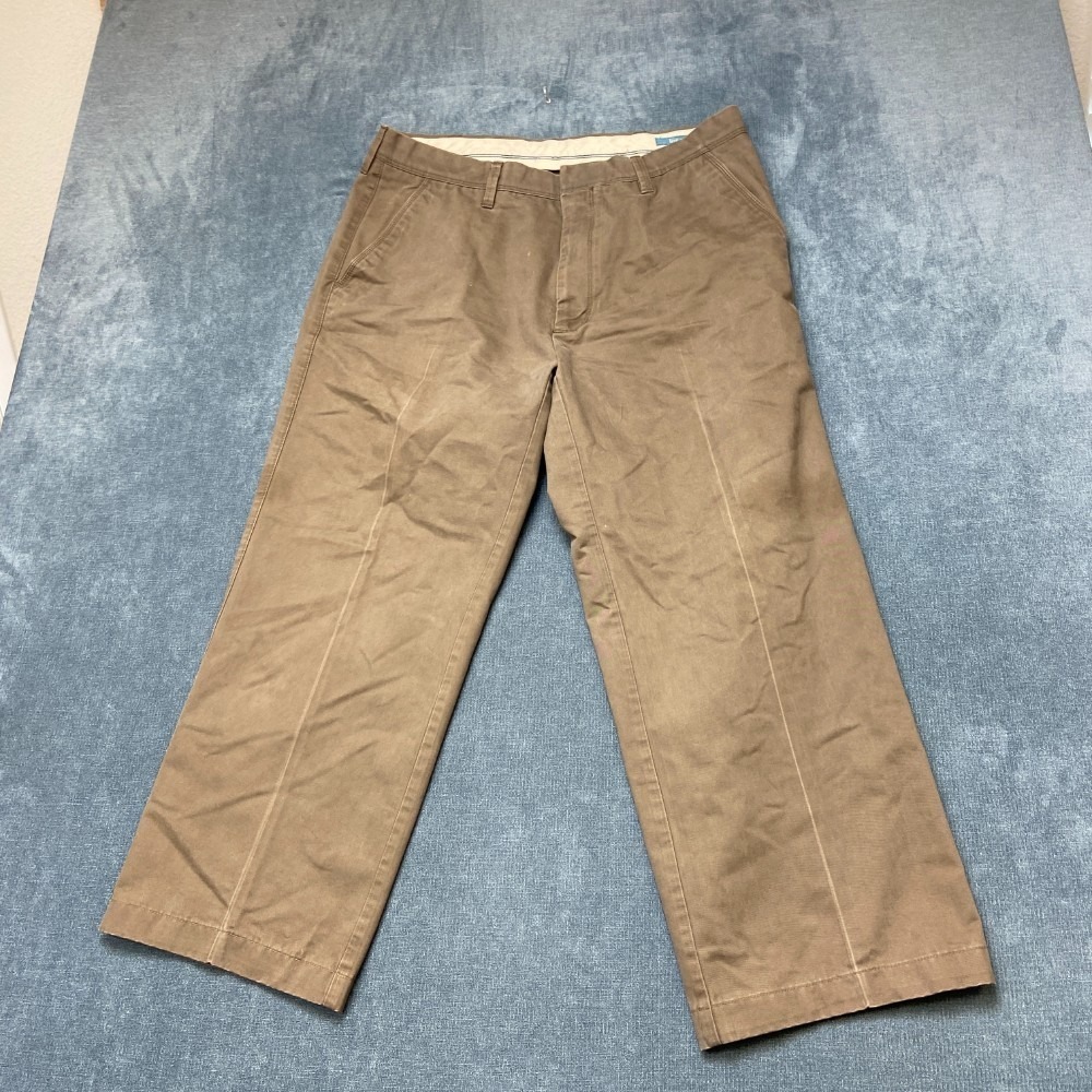 Life Khaki By Haggar Chino Pants Mens 36x32 Brown Mid Rise Straight Leg Formal